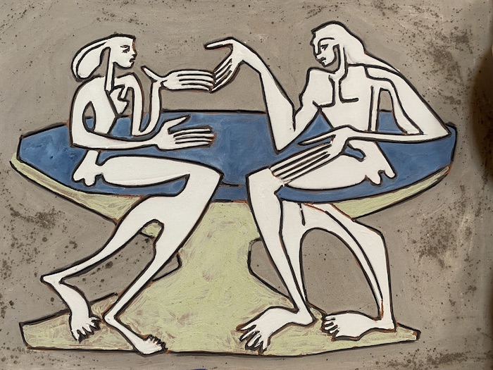 Versión en pintura de la escultura `en la copa´