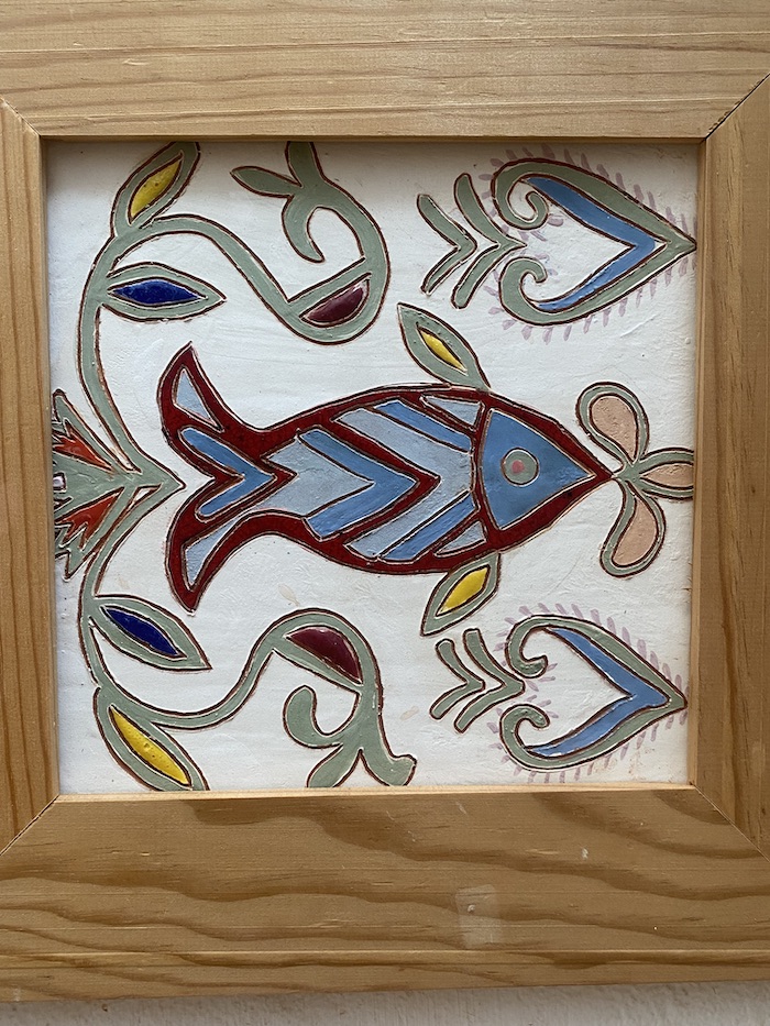 Bordado serrano. Pez en color