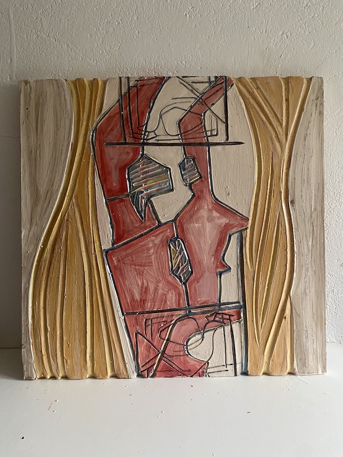 Cuadro de campos con pajaritas. Abstracto